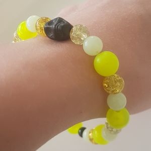 👽 Luminous Neon Black & Yellow Skull Bracelet